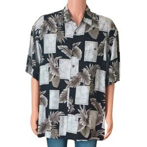 Black & Taupe Hawaiian Print Shirt XL Campia Moda Men's Short Sleeve Button Down